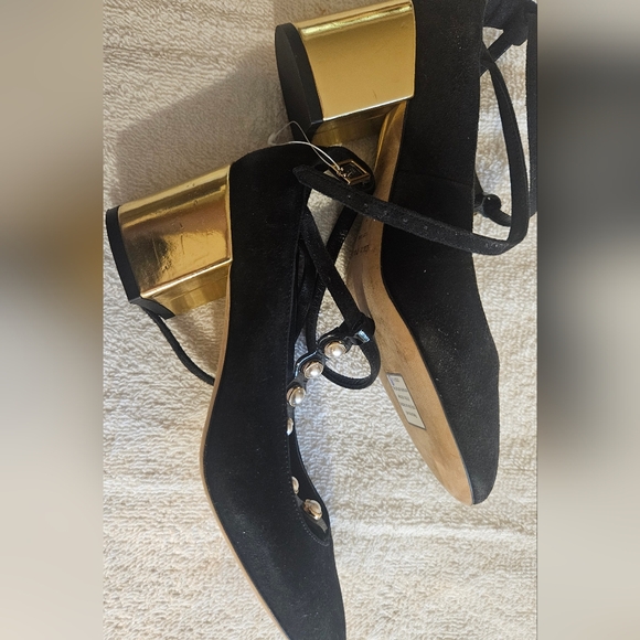 Kate Spade Black Heels with Gold Embellishments - Picture 3 of 4